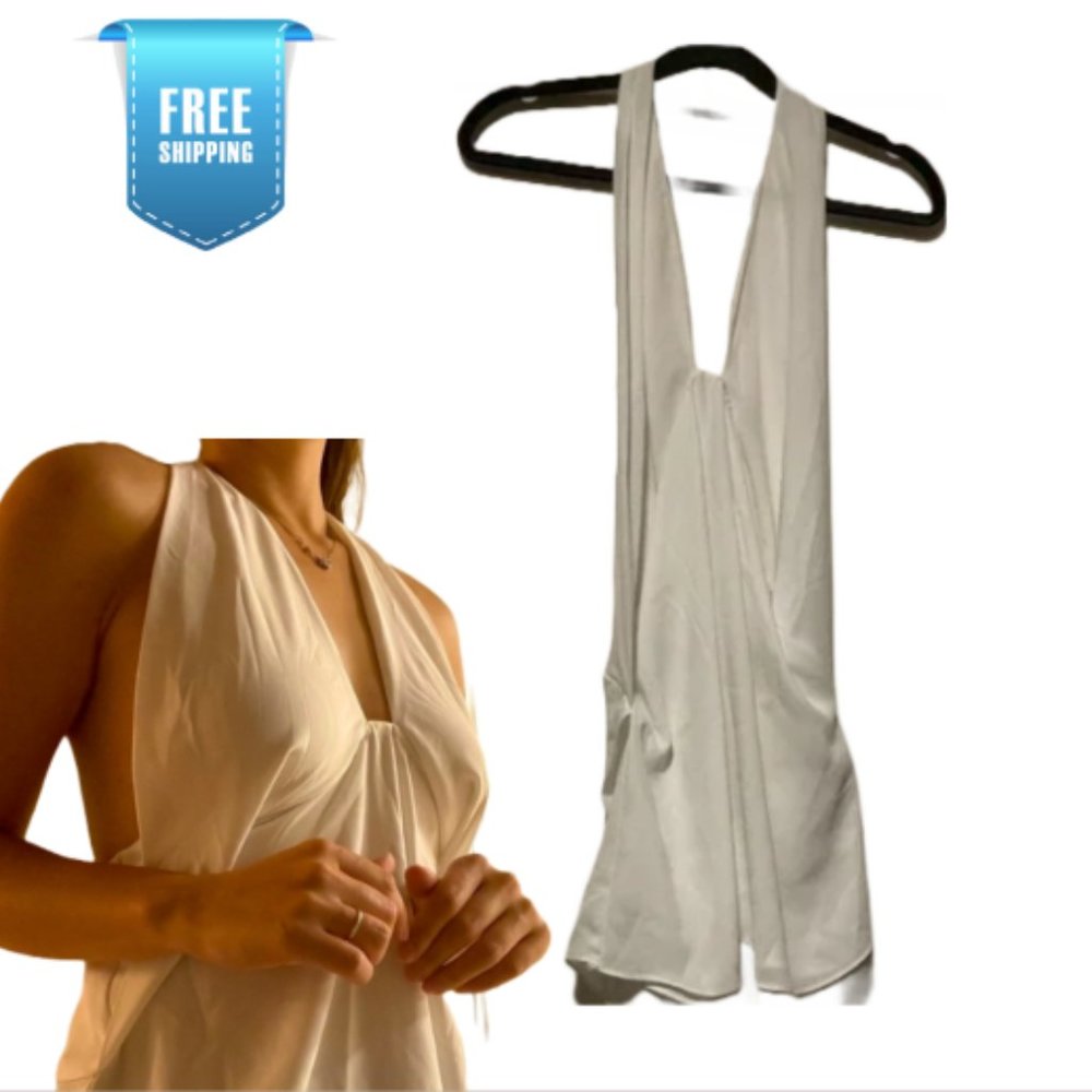 Zara Basic White Back less Halter neck top - Size Small